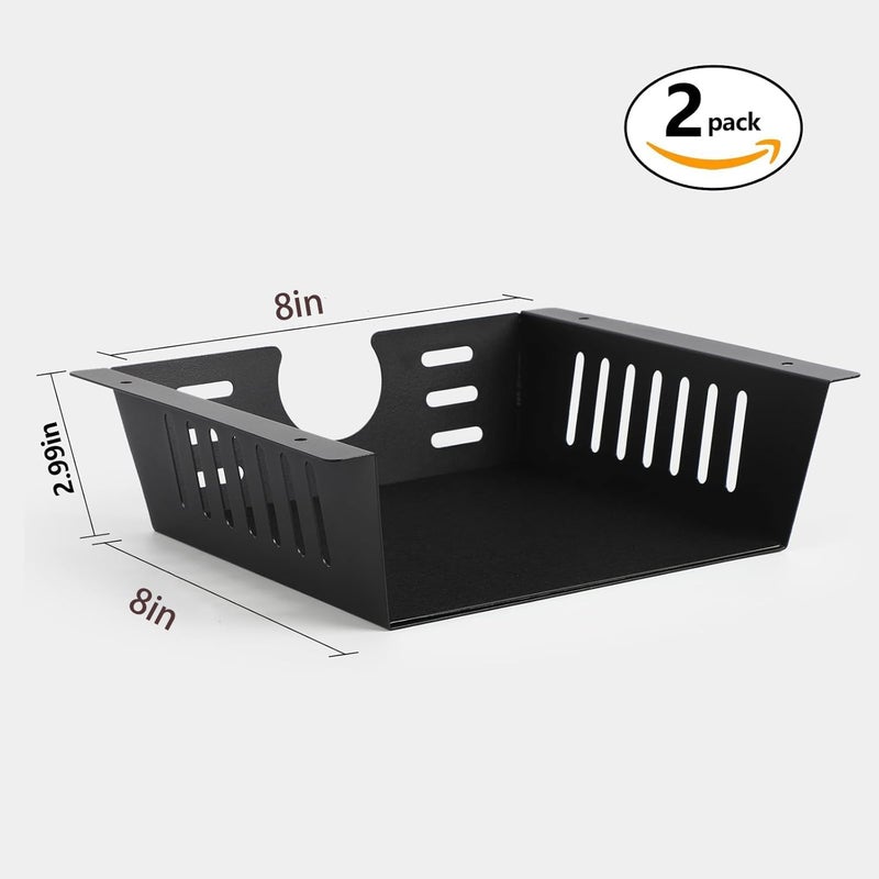 Neiteli 2 Pack Under Desk Shelf - Black Desk Shelf for Office Tables & Workstations（8Inch） - Image 2
